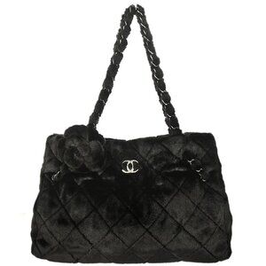 Chanel Black Artificial Fur Tote Handbag 126300